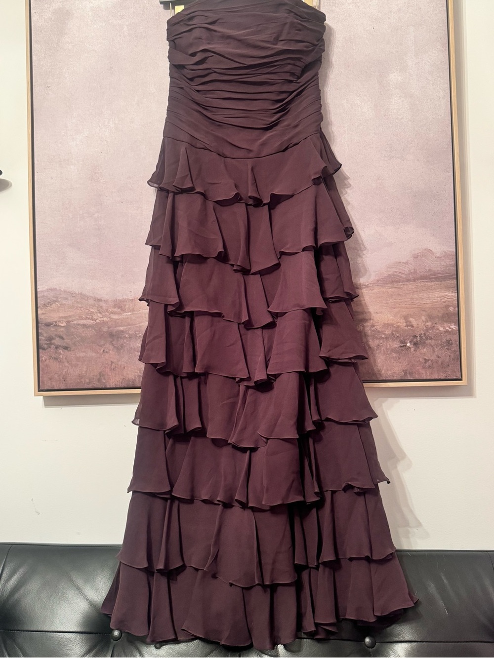 KAY UNGER | Brown ~ RUFFLED DRESS - Size 6